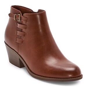 Frye and Co. Women's 8.5 Boden Ankle Booties Saddle Brown Buckle Zipper NEW